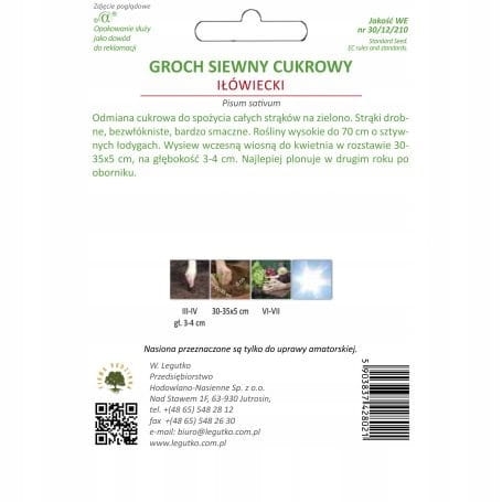 Groch cukrowy Iłówiecki 40 g – słodkie, bezwłókniste strąki