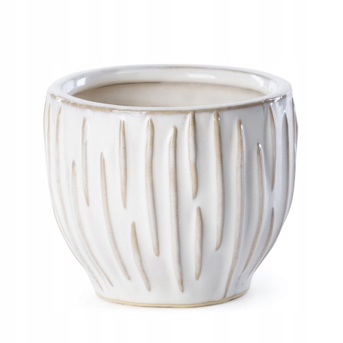 Donica dekoracyjna kremowa 10x10x8 cm z glinki ceramicznej