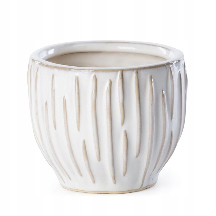 Donica dekoracyjna kremowa 10x10x8 cm z glinki ceramicznej