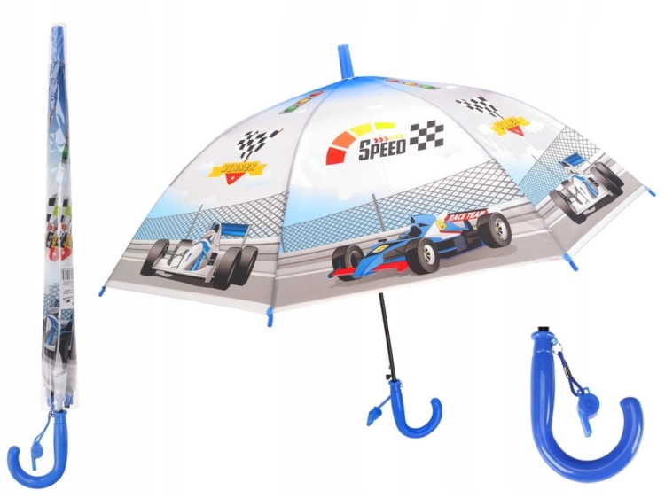 Parasol dziecięcy Ravi 50 cm z gwizdkiem i kolorowymi grafikami – zabawa i ochrona