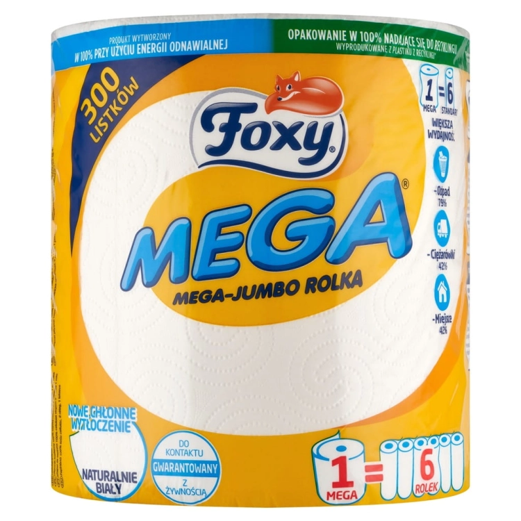 Foxy Mega Jumbo ręcznik kuchenny – 1 rolka 300 listków, super chłonny